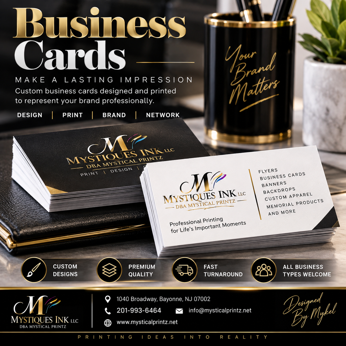 Mystiques Ink professional business card printing