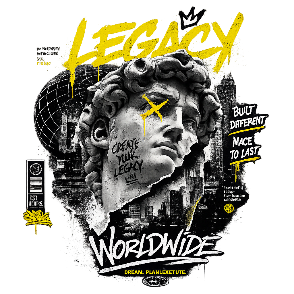 Artistic depiction of a classical statue head with 'Legacy' and 'Worldwide' text overlay.