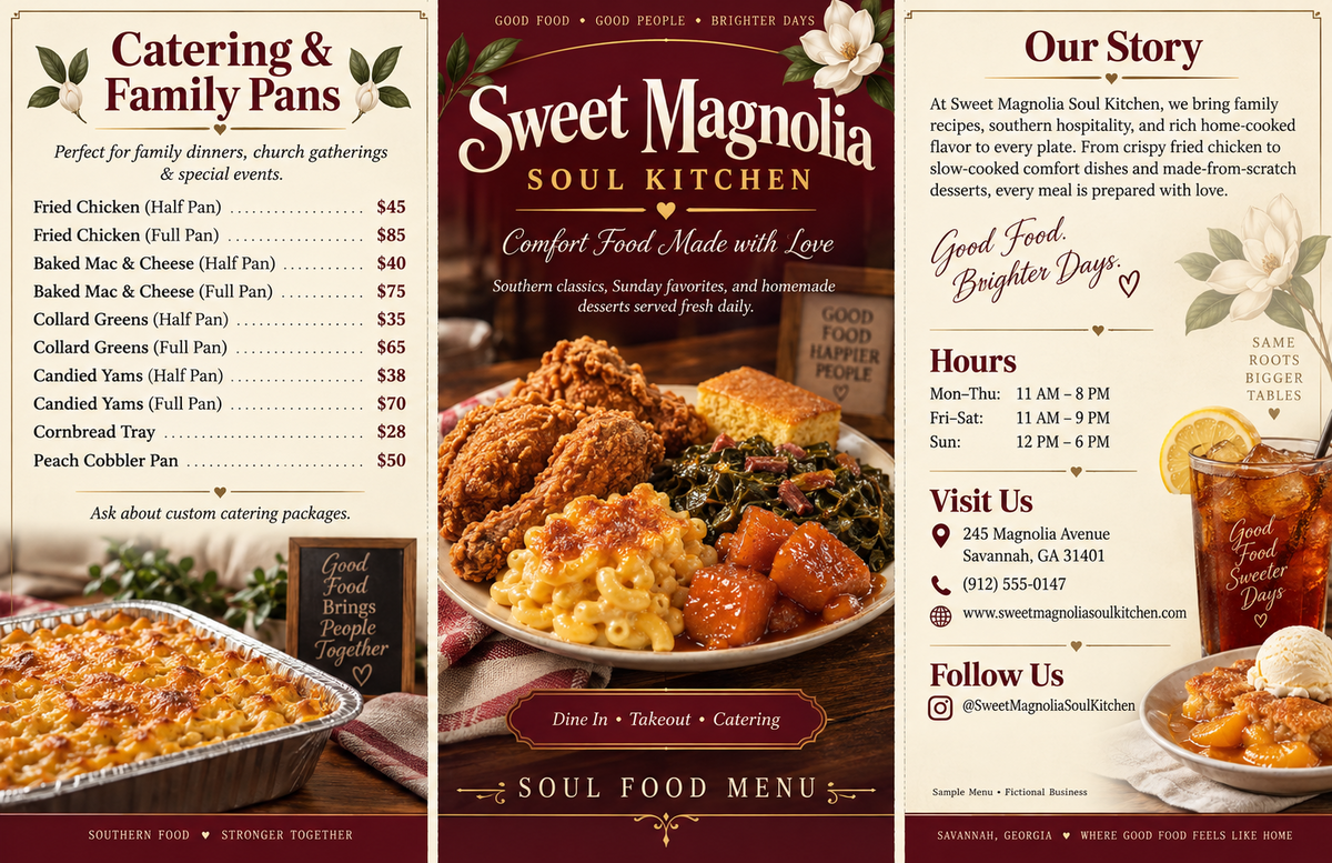 Custom restaurant menu design and printing sample 1