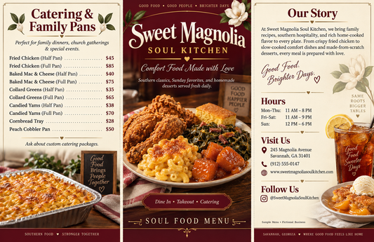Custom restaurant menu design and printing sample 1