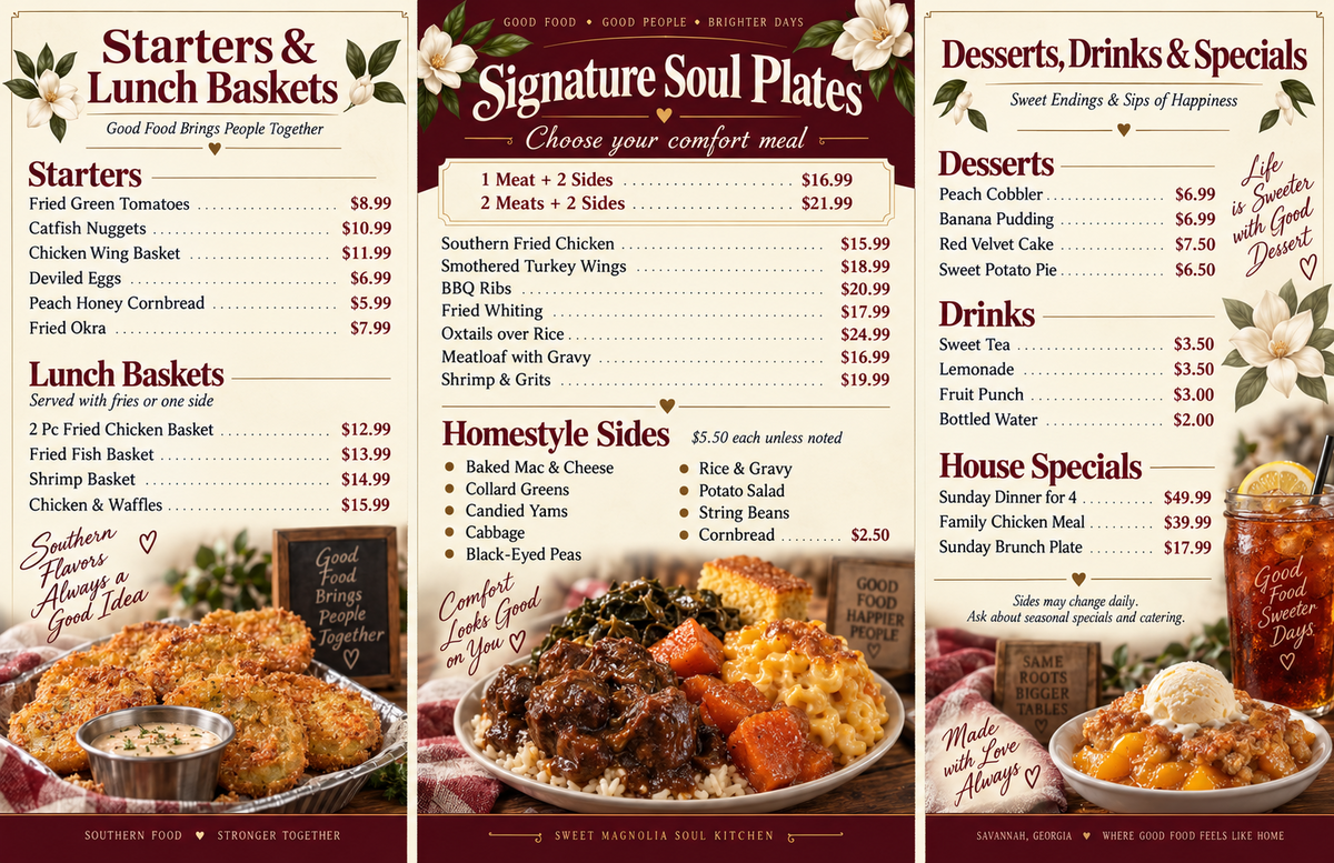 Custom restaurant menu design and printing sample 2