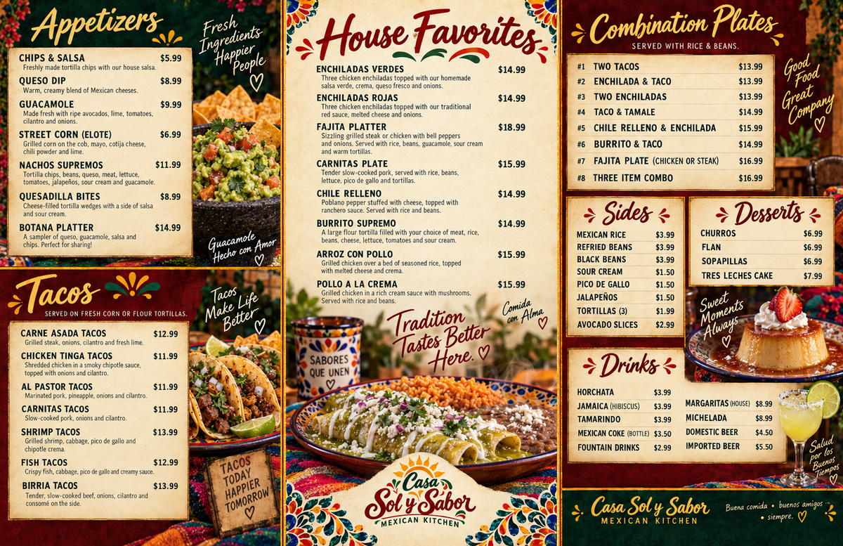 Custom restaurant menu design and printing sample 4